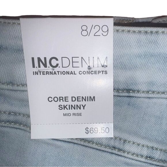 INC Women's Mid Rise Distressed Skinny Jeans Light Indigo 8/29 NWT - Picture 8 of 8